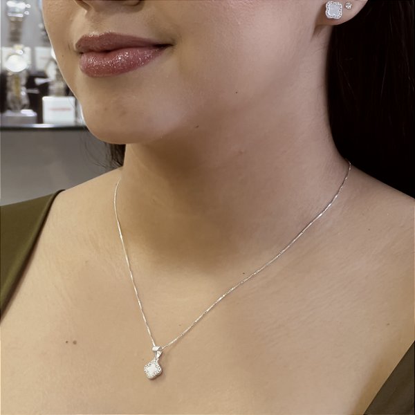 Conjunto Trevo com Zircônias Prata 925 - CJPR80