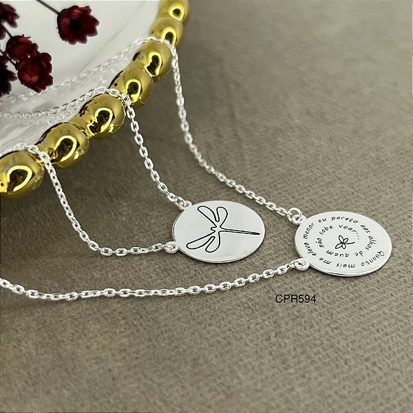 Escapulário Frase Libélula Prata 925 - 60cm - 4,4g - CPR594