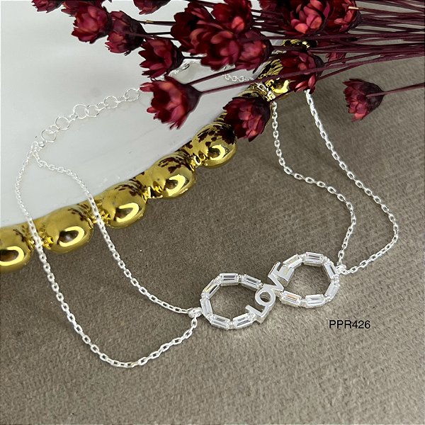 Pulseira Infinito Love com Pedras Zircônias Prata 925 - PPR427