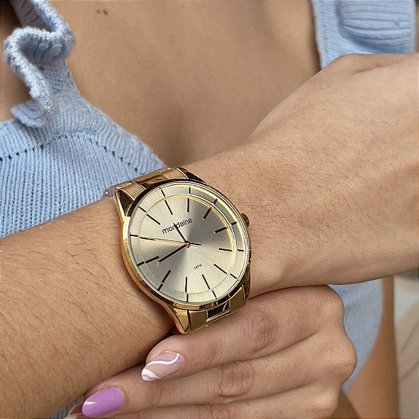 Relógio Feminino Casual Minimalista Dourado -32177LPMVDE1