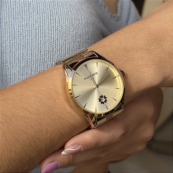 Relógio Mondaine Feminino Calendário Flor Dourado - 32478LPMVDE1
