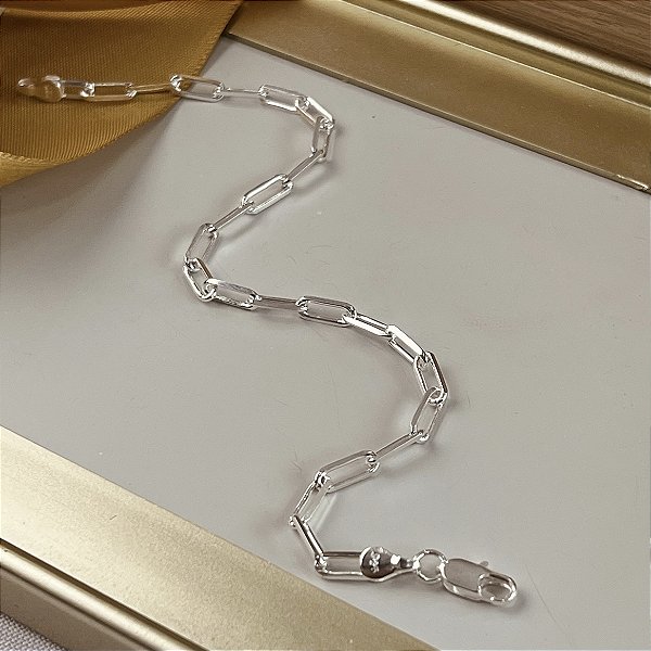 Pulseira Elo Cartier Alongada Prata 925 - 3mm - PPR443