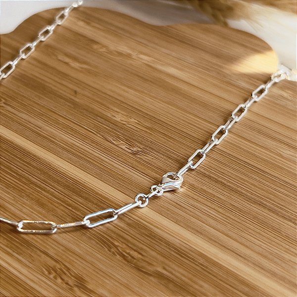 Corrente Masculina Cartier Alongado Prata 925  3mm - CPR622
