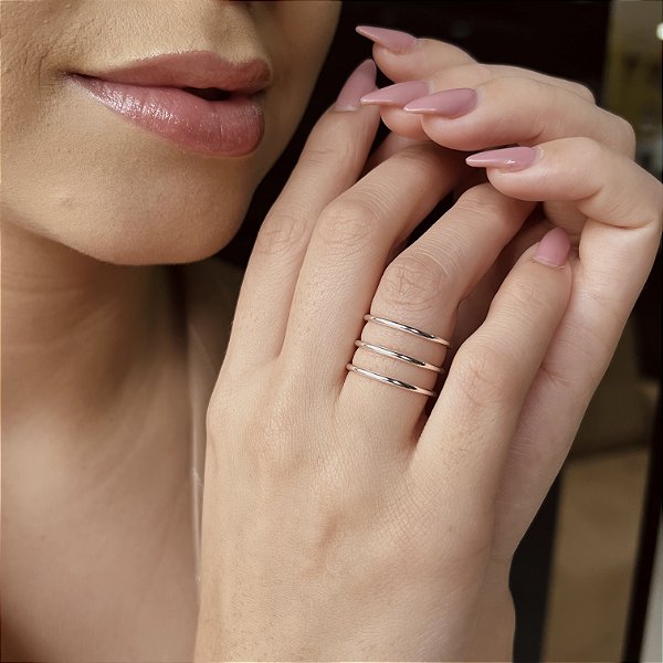 Anel 3 Fios Ajustável Prata 925 - APR190