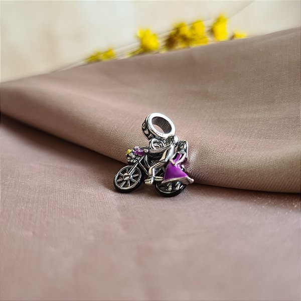 Berloque Casal na Bicicleta Prata 925 - PDI75