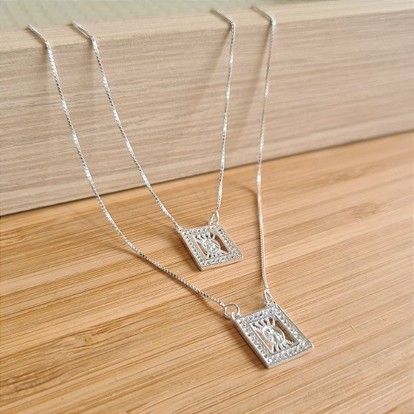 Escapulário Sagrado Coração Prata 925 - 70cm - CPR636