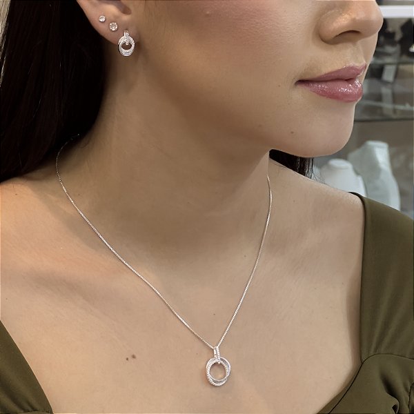 Conjunto com Elos em Zircônias Prata 925- CJPR83