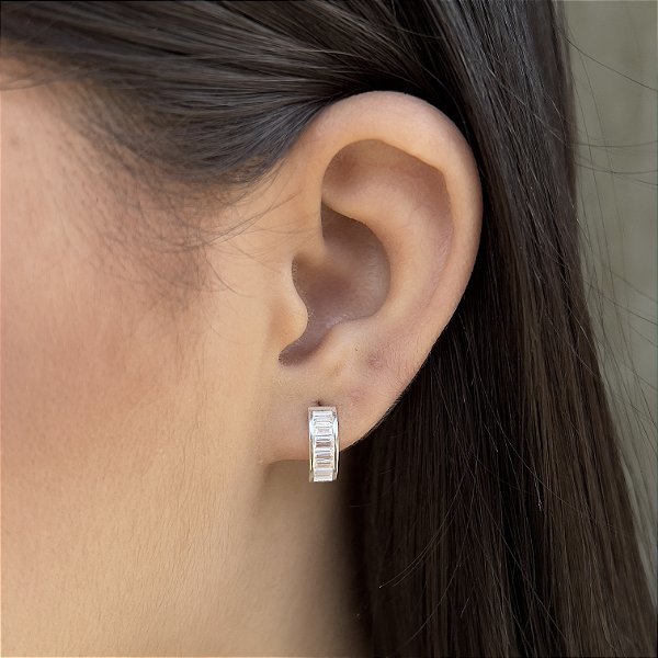 Brincos Cravejados com Zircônias Prata 925 - 12mm - BPR696