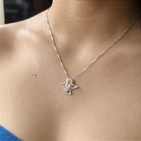 Gargantilha Anjinho Cravejado com Zircônias Prata 925 - CPR677