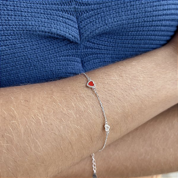 Pulseira Coração Resina Prata 925 - PPR491