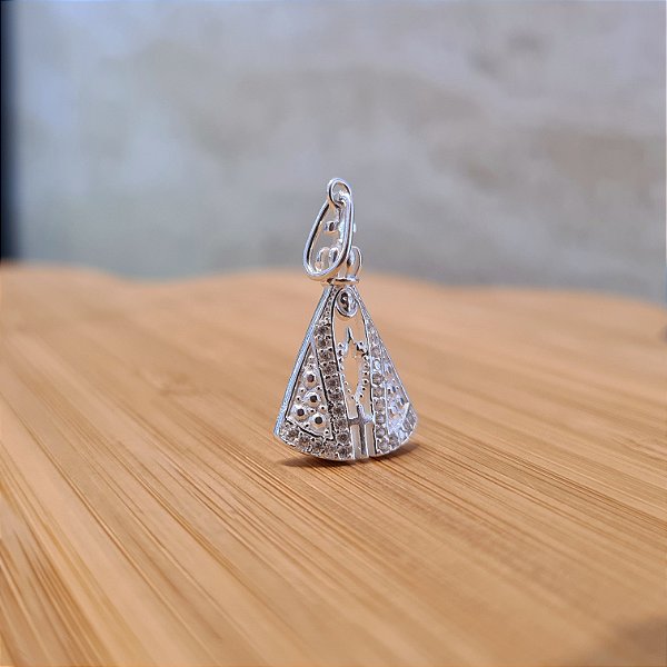 Pingente Nossa Senhora Aparecida Cravejado Prata 925 - 22mm - PIPR383