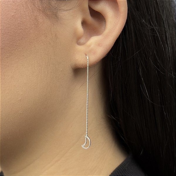 Brincos Correntinha com Lua Prata 925 - BPR723