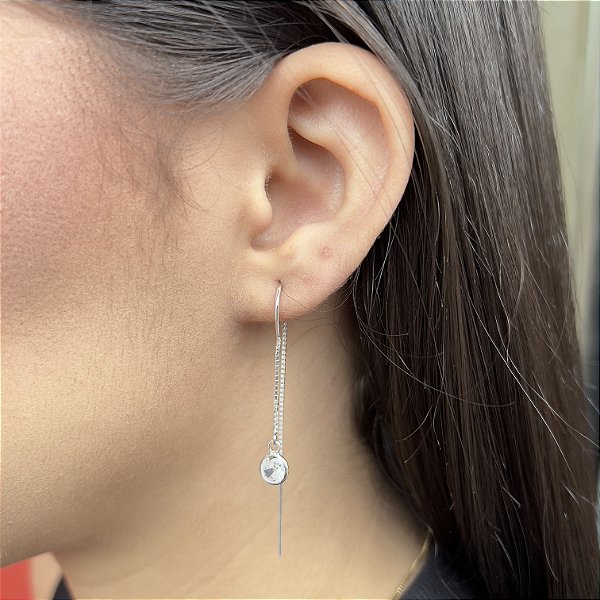 Brincos com Correntinha Prata 925 - BRR728