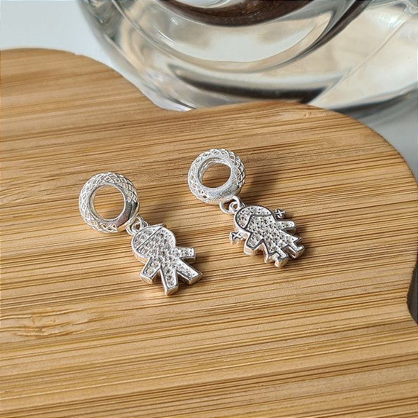 Berloque Menino e Menina Cravejados Prata 925 - PDI100