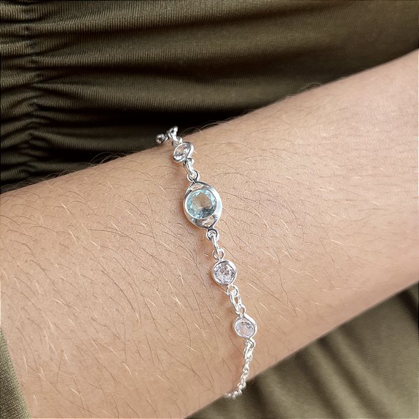 Pulseira Feminina com 5 Pedras Prata 925 - PPR495