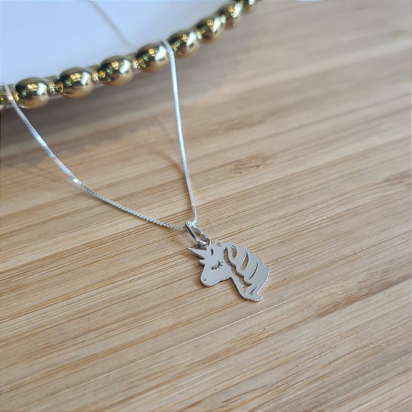 Gargantilha Pingente Unicórnio Prata 925 - CPR703