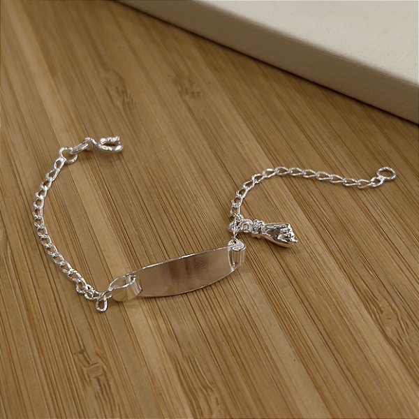 Pulseira Infantil Plaquinha com Figa Prata 925 - PPR466