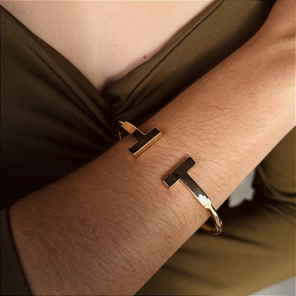 Bracelete em T Ajustável Semijoia 18k - MP490