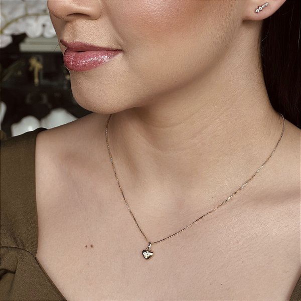 Conjunto Coração com Cruz Semijoia18k - MCJ435