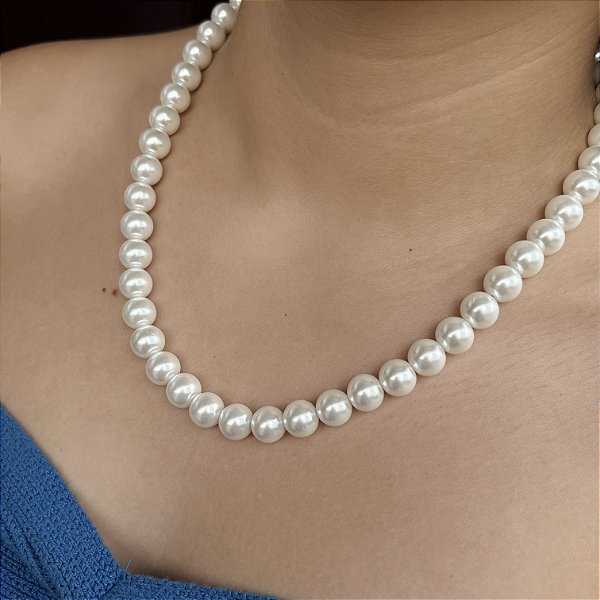 Colar com Pérolas 10mm Sintéticas Prata 925 - CPR711