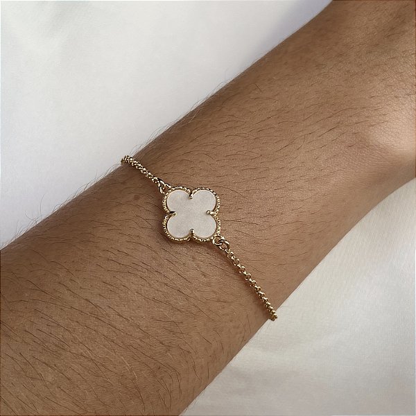 Pulseira Trevo com Pingente Resinado Semijoias 18k - MP601