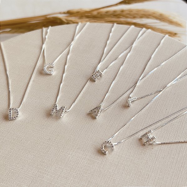 Gargantilha Letra Inicial Cravejada com Zircônias Prata 925 - CPR712