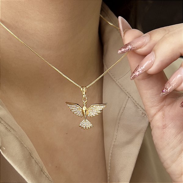 Gargantilha Espirito Santo Cravejado com Zircônias Semijoias 18k - MC864