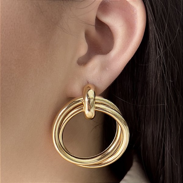 Brincos Argolas Dupla Semijoias 18k - MB720