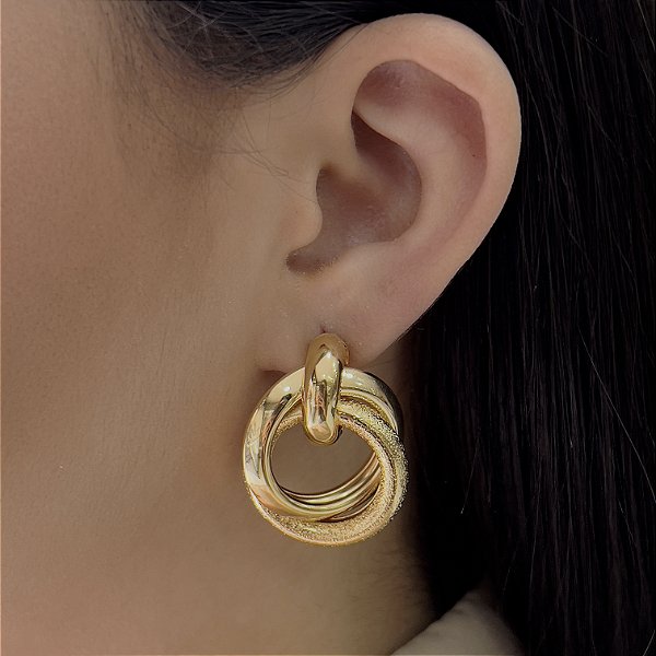 Brincos Argolas Dupla Foscas Semijoias 18k - MB674