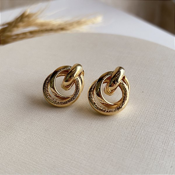 Brincos Argolas Duplas Foscas Semijoias 18k - MB673