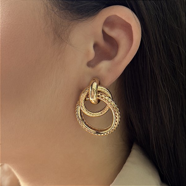 Brincos Argolas Dupla Semijoias 18k - MB561