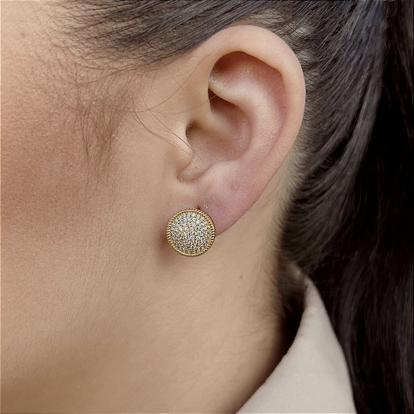 Brincos Cravejados com Zircônias Semijoias 18k - MB881