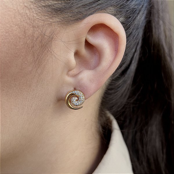Brincos Cravejados com Zircônias Semijoias 18k - MB918