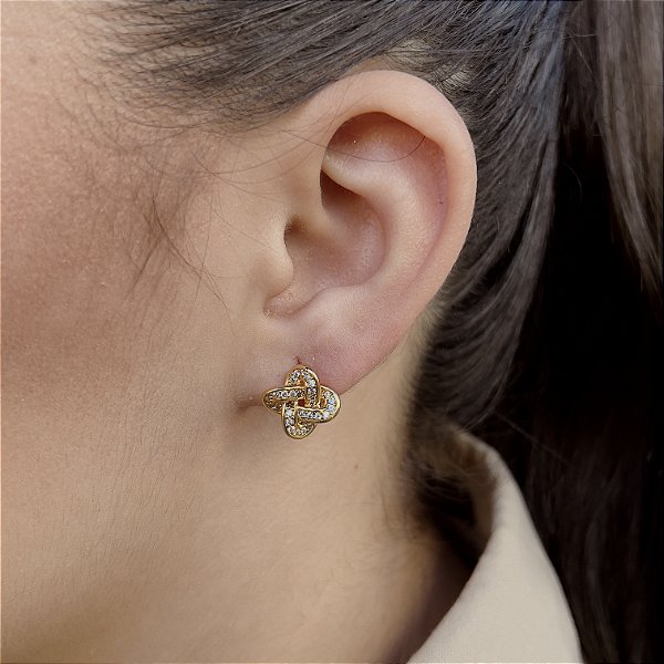 Brincos Cravejados com Zircônias Semijoias 18k - MB872