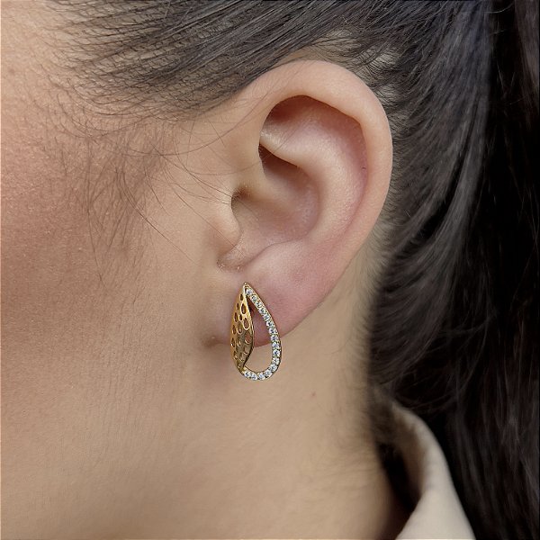 Brincos Gota com Zircônias Semijoias 18k - MB860