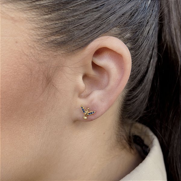 Brincos Espírito Santo com Zircônias Azul Semijoias 18k - MB897