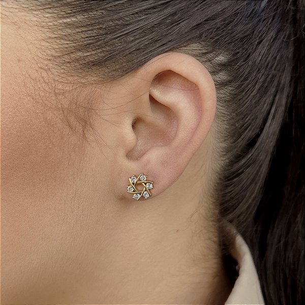 Brincos Cravejados com Zircônias Semijoias 18k - MB888