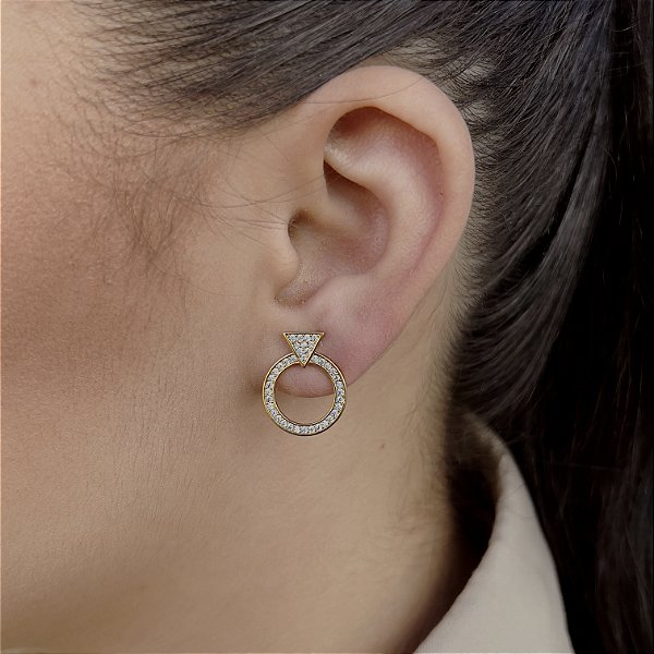 Brincos Cravejados com Zircônias Semijoias 18k - MB875