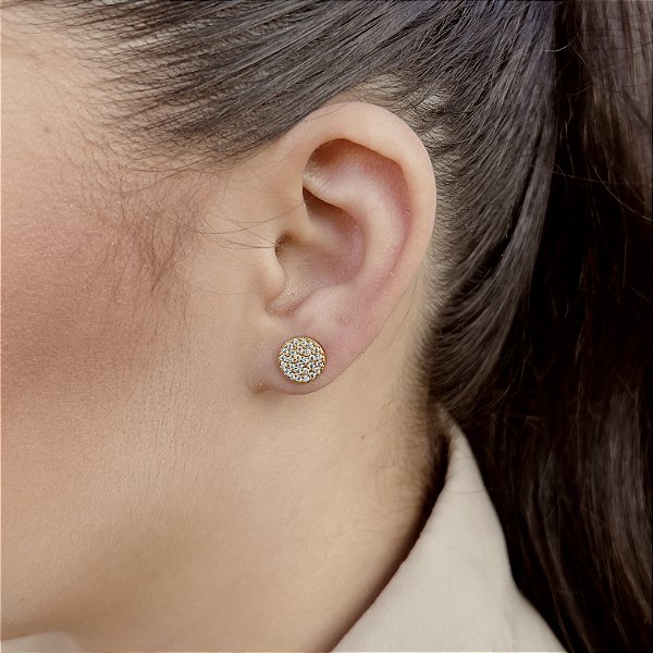 Brincos Cravejado com Zircônias Semijoias 18k - MB896