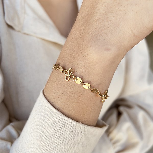 Pulseira Flor Semijoias 18k - MP563