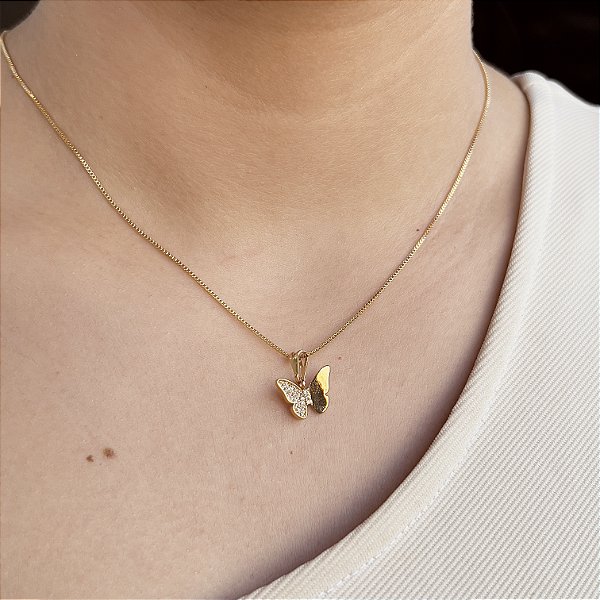 Gargantilha Borboleta com Zircônias Semijoias 18k - MC767