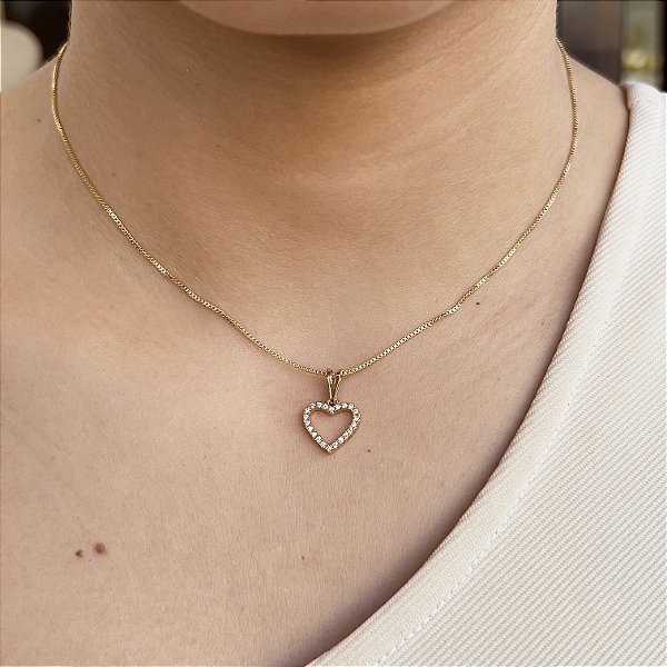 Gargantilha  Coração com Zircônias Semijoias 18k - MC762