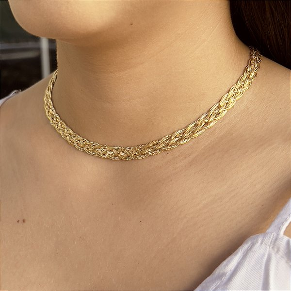 Gargantilha Choker 5 Fios Semijoias 18k  - MC665