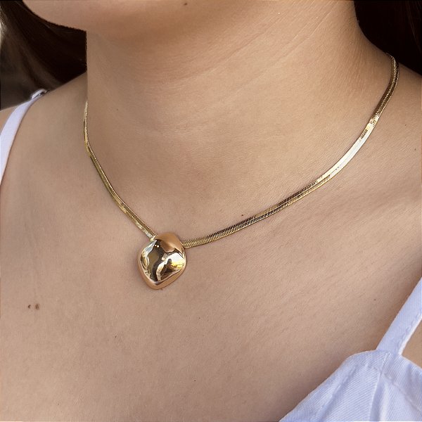 Choker Fio 3mm Laminado com Pingente Semijoias 18k - MC642