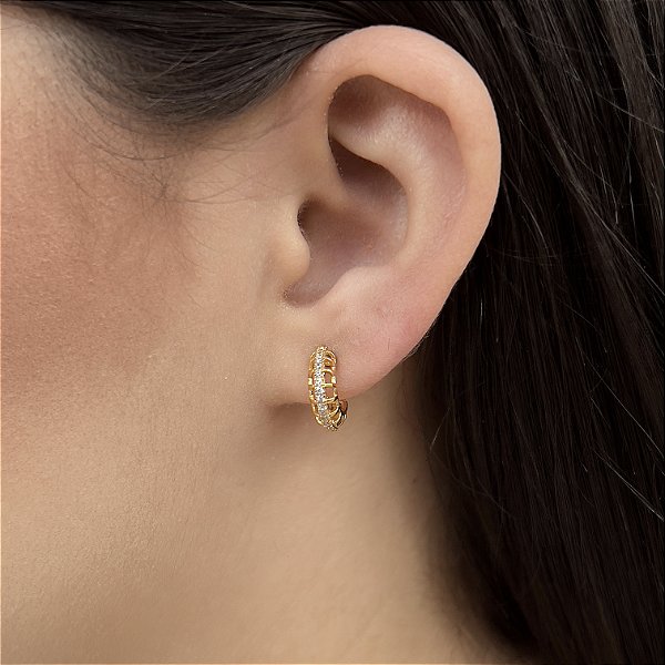 Brinco Argola com Zircônias Semijoia18k - MB898