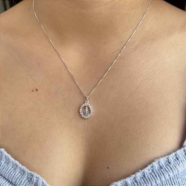 Gargantilha N.Sra Aparecida com Zircônias Prata 925 - CPR715