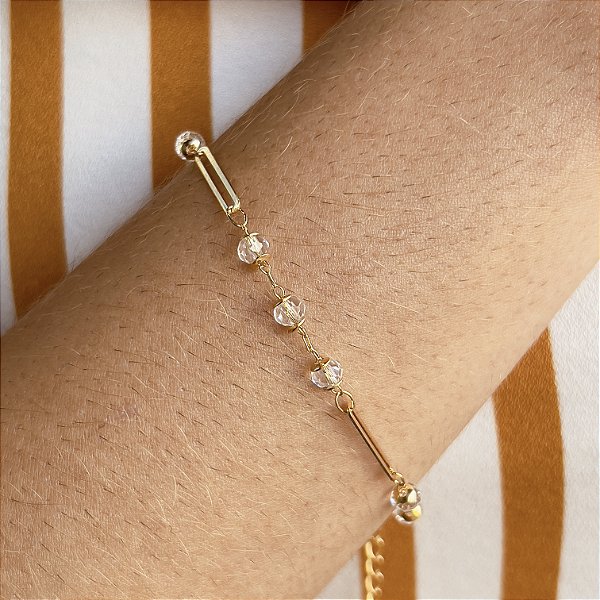 Pulseira Elos com Cristais Semijoia18k - MP513