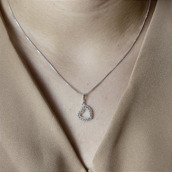 Gargantilha Pingente Coração Prata 925 - CPR716