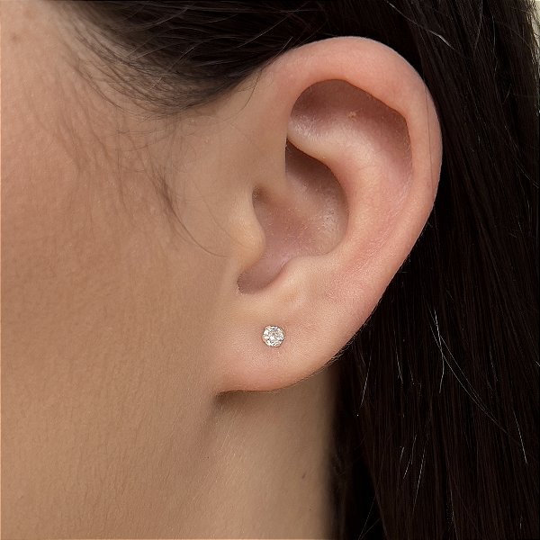 Brincos com Zircônias 3mm Prata 925 - BPR752