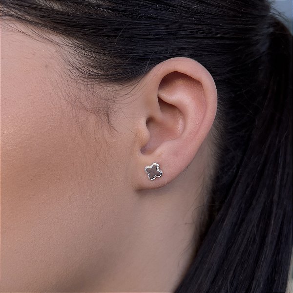 Brincos Trevo Liso Prata 925 - 7mm -  BPR756